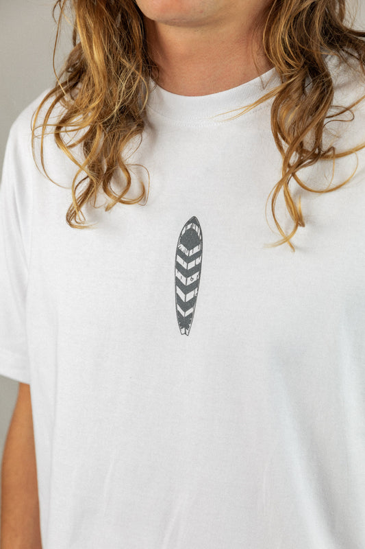 Unisex T-shirt surfboard design white