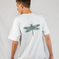 Unisex graphic tee dragonfly design white