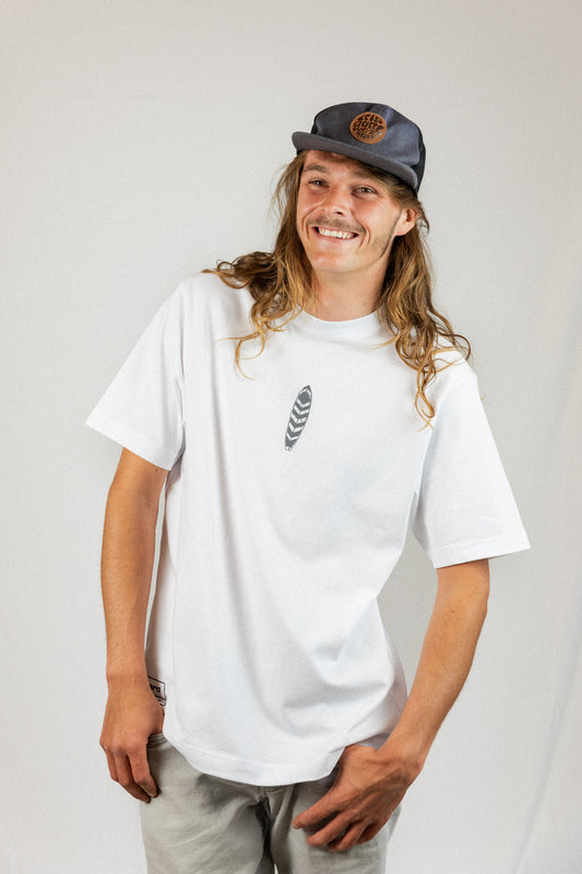 Unisex T-shirt surfboard design white