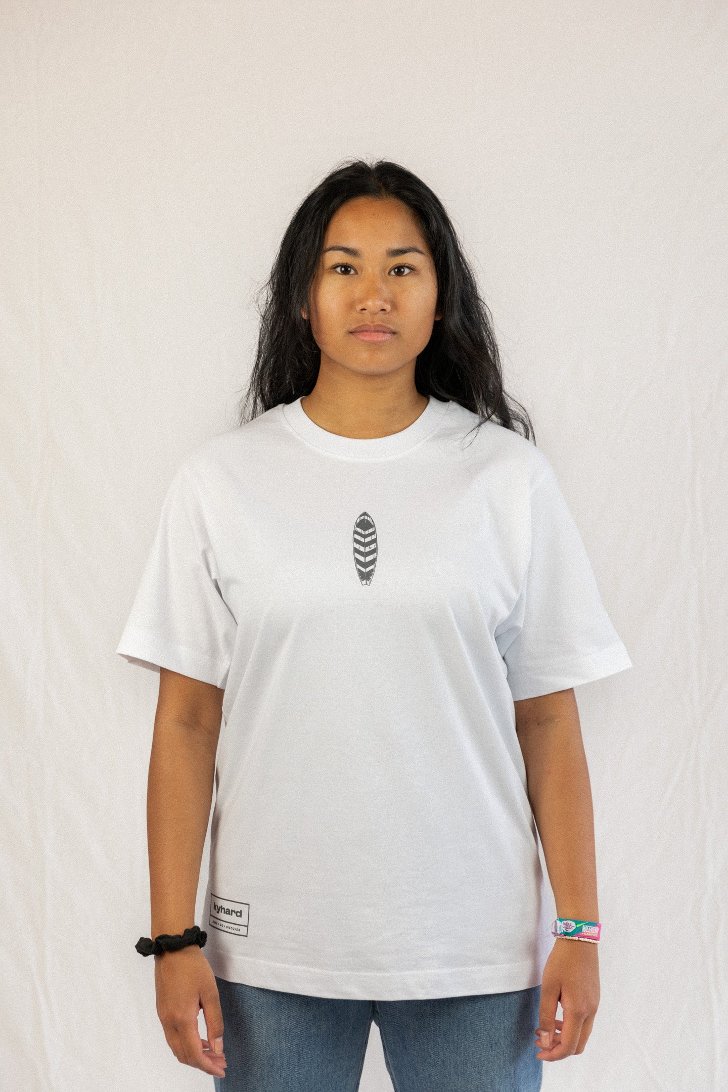 Unisex T-shirt surfboard design white